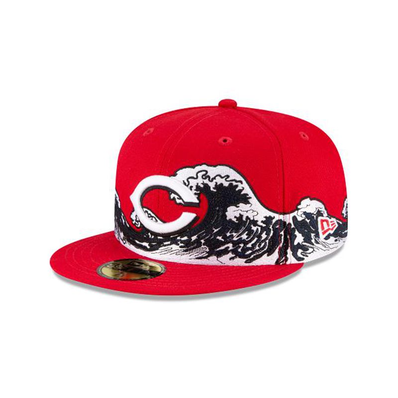 MLB Cincinnati Reds Wave 59Fifty Fitted (PLG7359) - Red New Era Caps